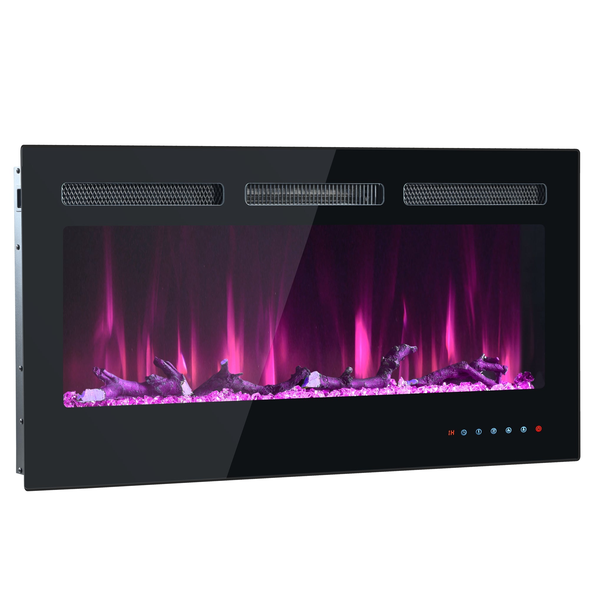 Electric Fireplace, Wall-Mounted & Built-in, 12 Flame Colors, Remote/Touch Control, 42 Inch