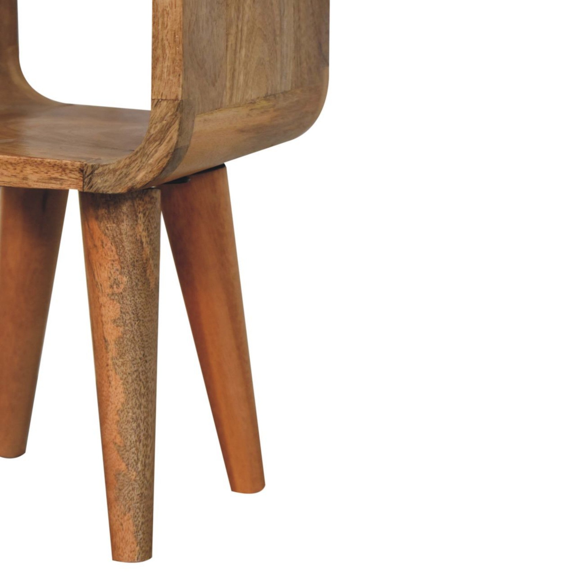 Solid Wood Bedside, Extra Mini Minimalist Open Curved Open Slot, Oak-ish Brown