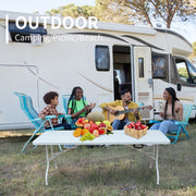 Folding Table 180cm, Portable Adjustable Rustproof, White