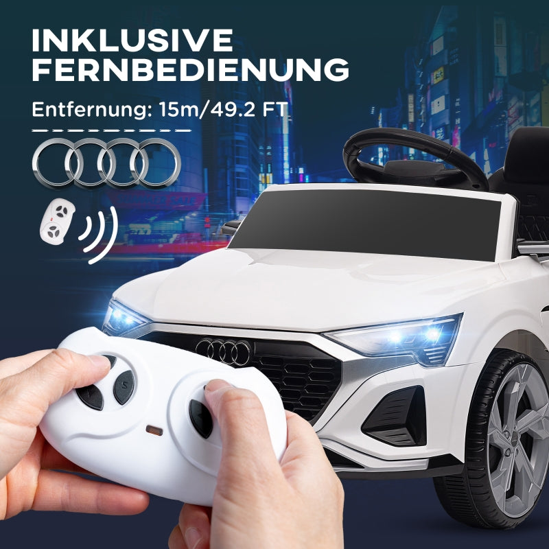 AIYAPLAY Electric Ride-On Car, 12V Audi Q8 with remote control, headlights, music, white