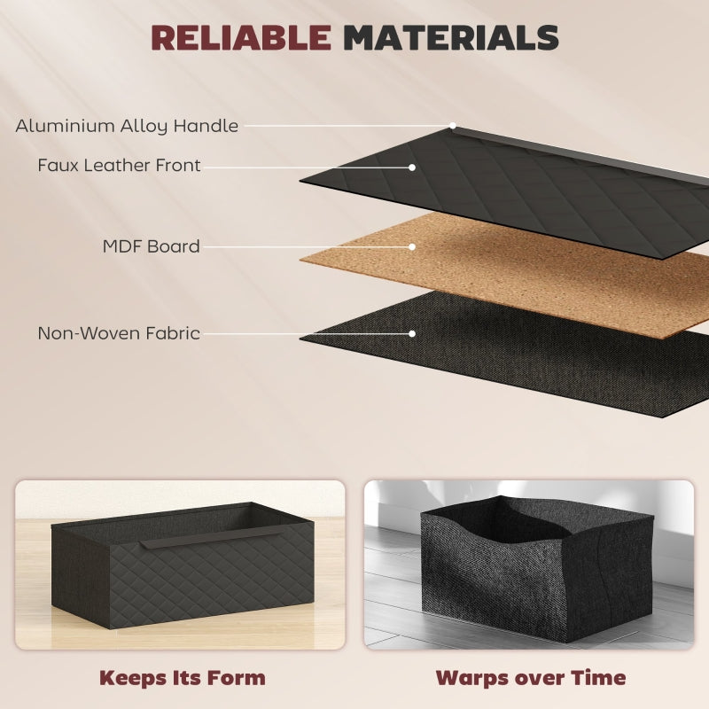 Chest of Drawers Dresser, 3 Fabric Drawers Aluminium Handles, Black