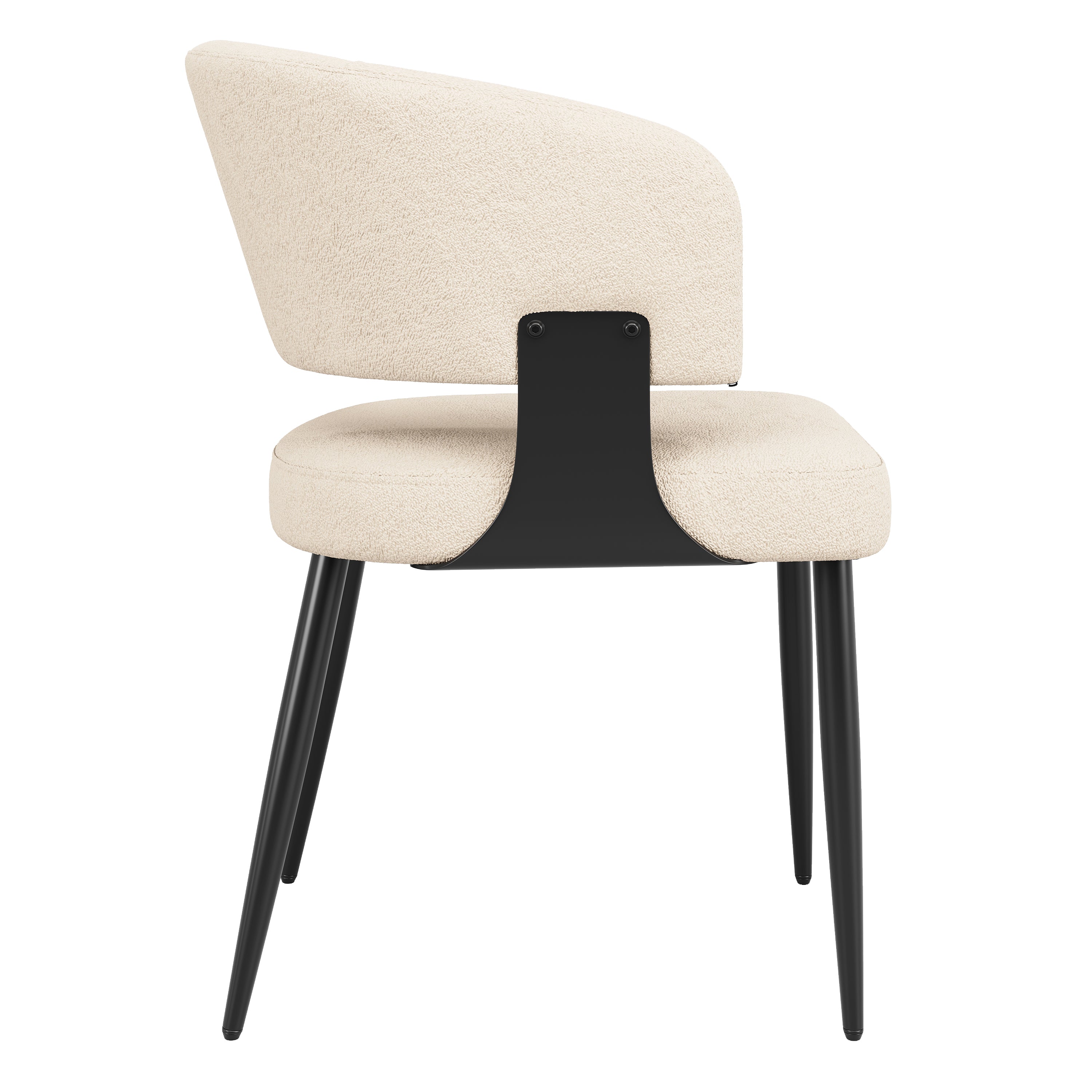 Ergonomic Dining Chair Set of 2 with Curved Backrest, Beige/Grey Flannel