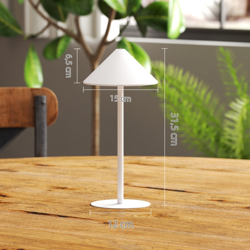 Table Lamp, 3 Light Colors, USB Rechargeable, Metal, White