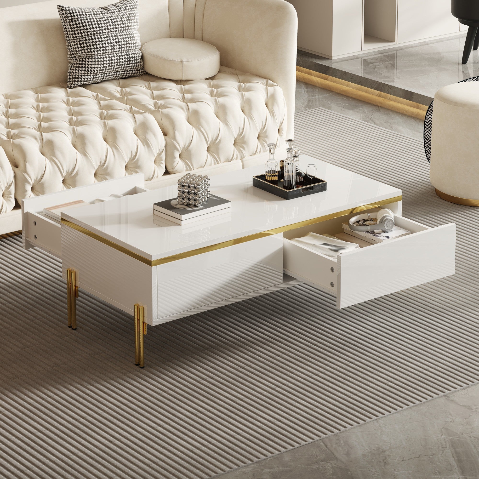 Coffee Table Multifunctional Side Table 100x50x36cm High-Gloss