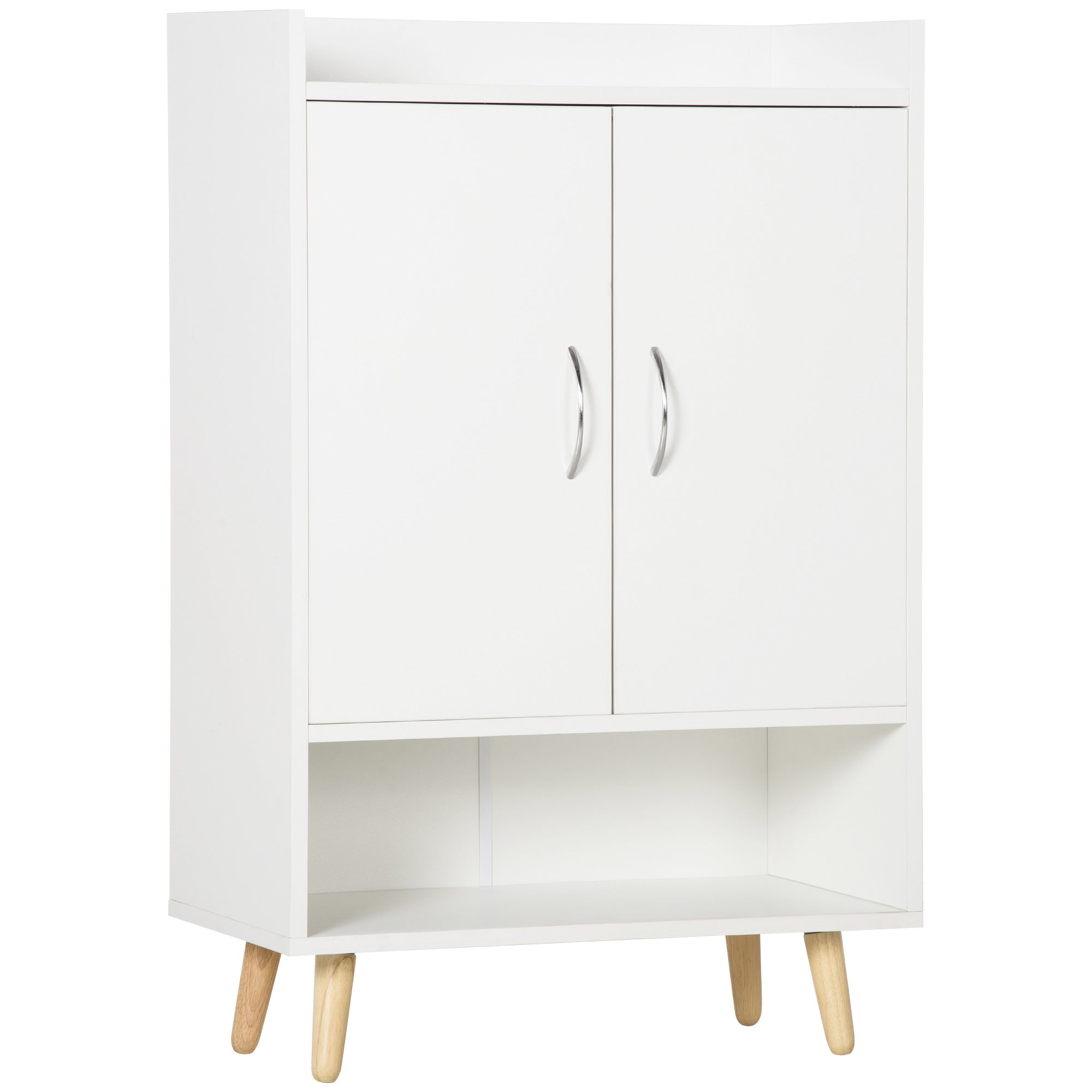 Modern Shoe Cabinet Storage Organizer with Doors and Shelves, White