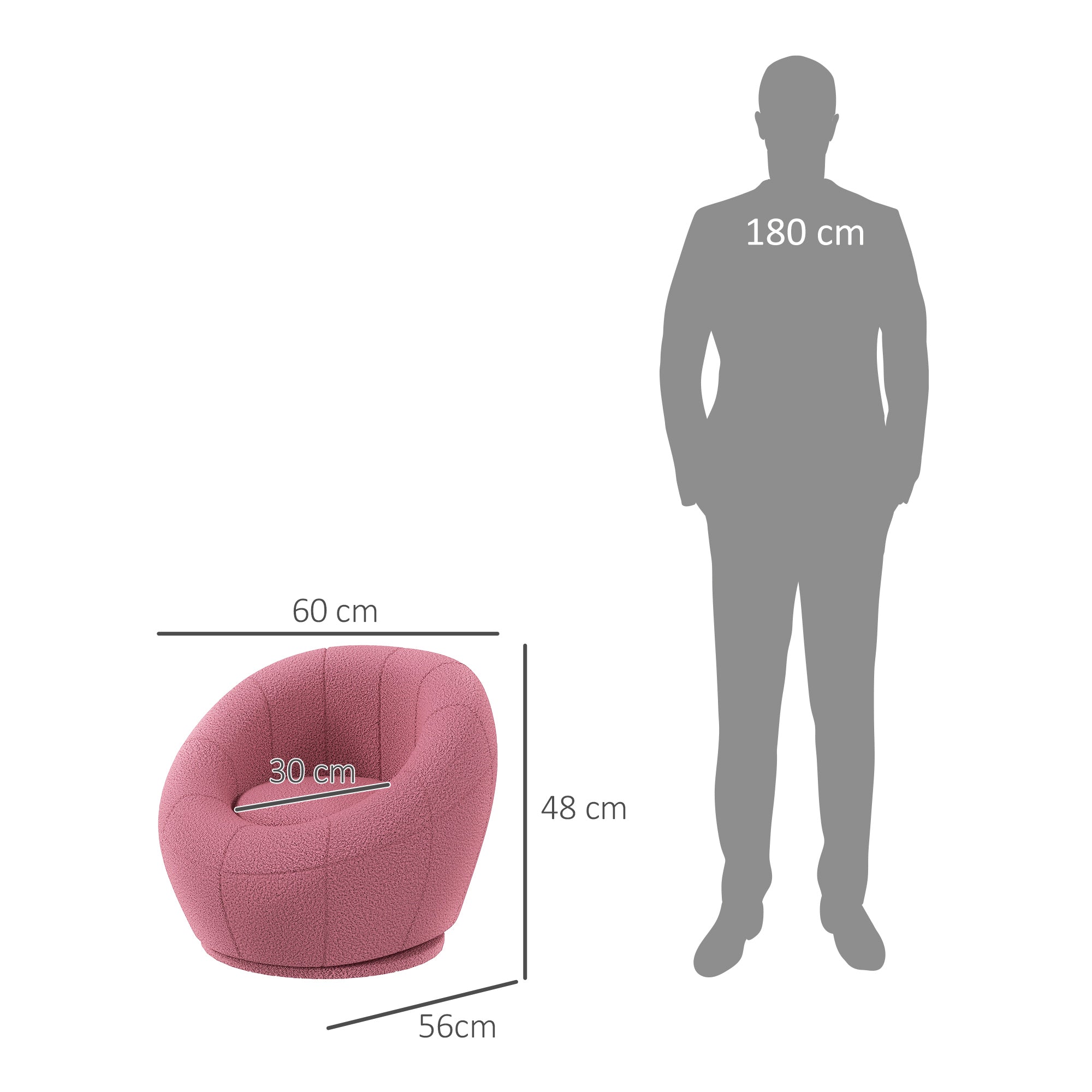 Swivel Lounge Chair, Plush, Single, 120 kg capacity, Pink