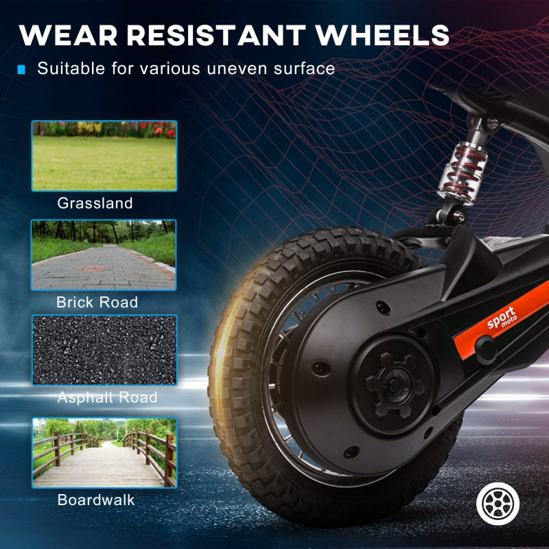 Electric Motorbike, 24V, Twist Grip Throttle, 16km/h Max Speed - Red