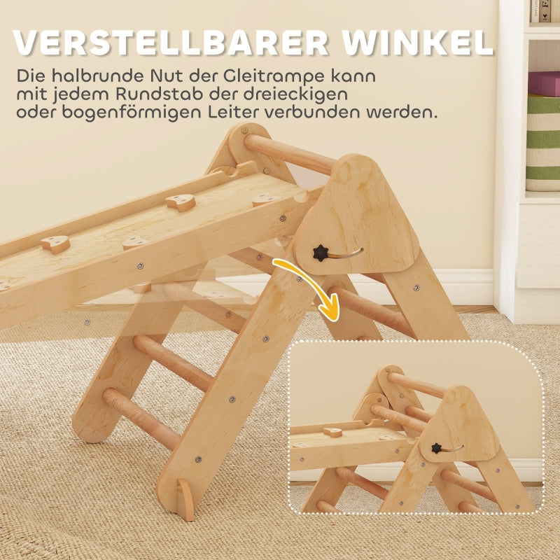 7-in-1 Climbing Frame Foldable Slide Arch Ladder - Wood