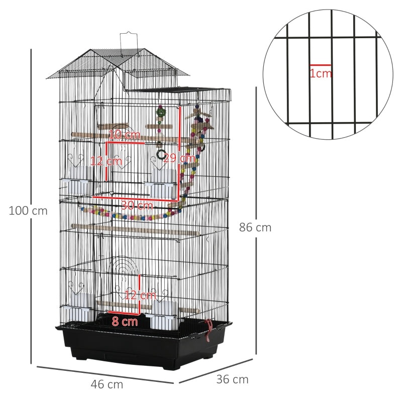 Bird Cage with Accessories, Toys, Tray