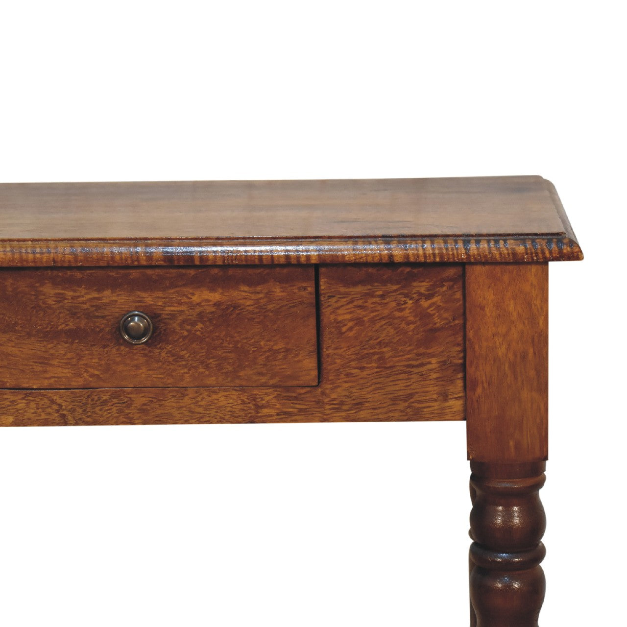 Writing Desk, Turned Leg 1 Drawer, Solid Wood Dark Brown