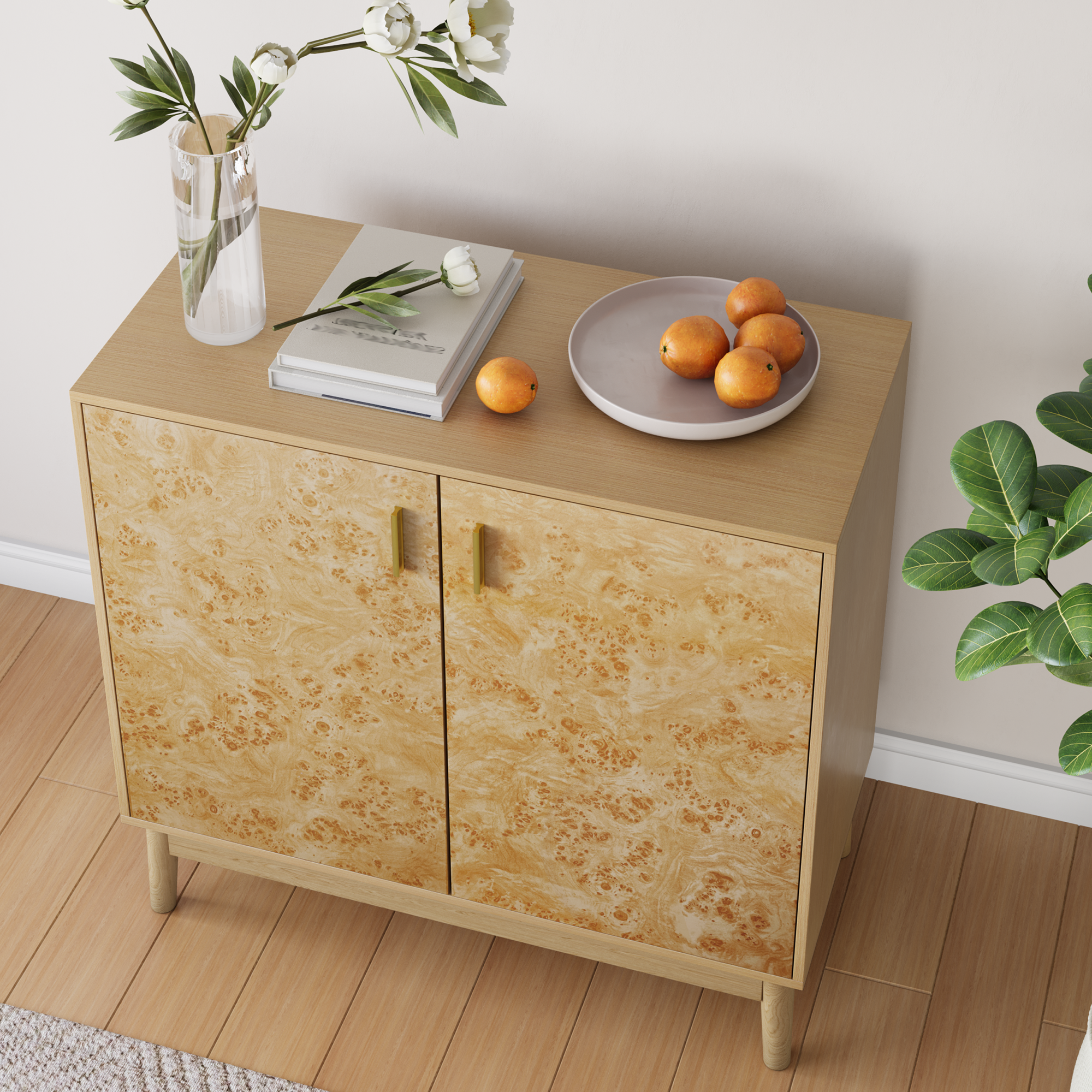 Wooden Cabinets with Adjustable Shelves, Solid Wood