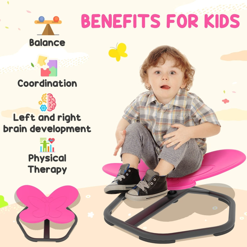 Butterfly-Shaped Swivel Chair, Sensory Spinning for Balance & Coordination, Pink