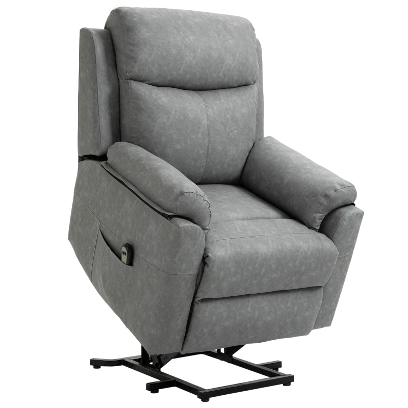 Electric Riser Recliner Chair, 70° Electric Lift-Up, Faux Leather Grey