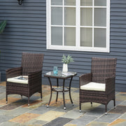 Three-Piece Chair Set with Cushions, Rattan Brown