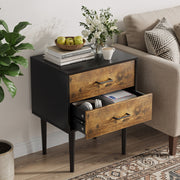 Retro Industrial Bedside Table 2 Drawers 51x38x66cm Vintage Brown