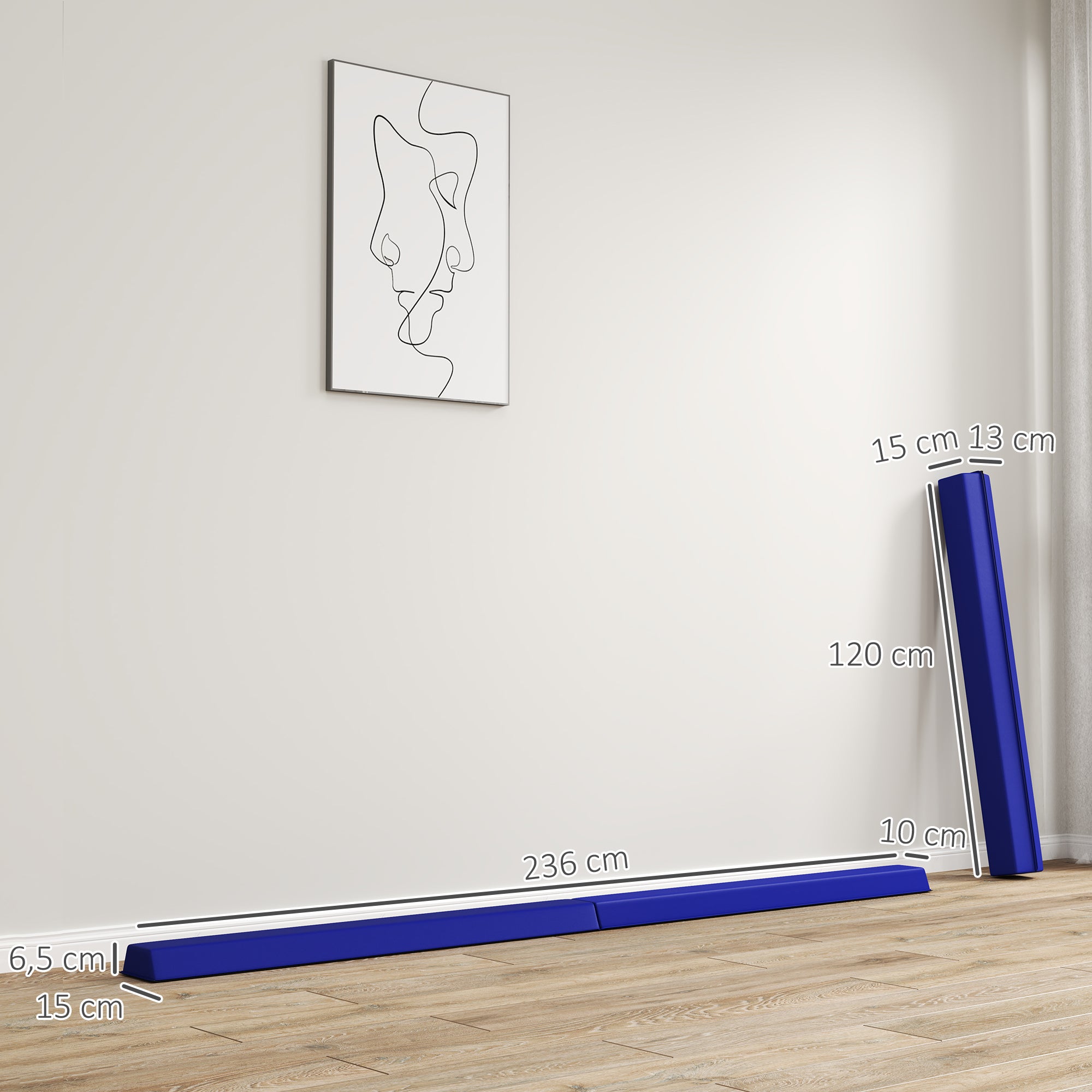 Balance Beam, Foldable Non-Slip, 236 cm, Blue