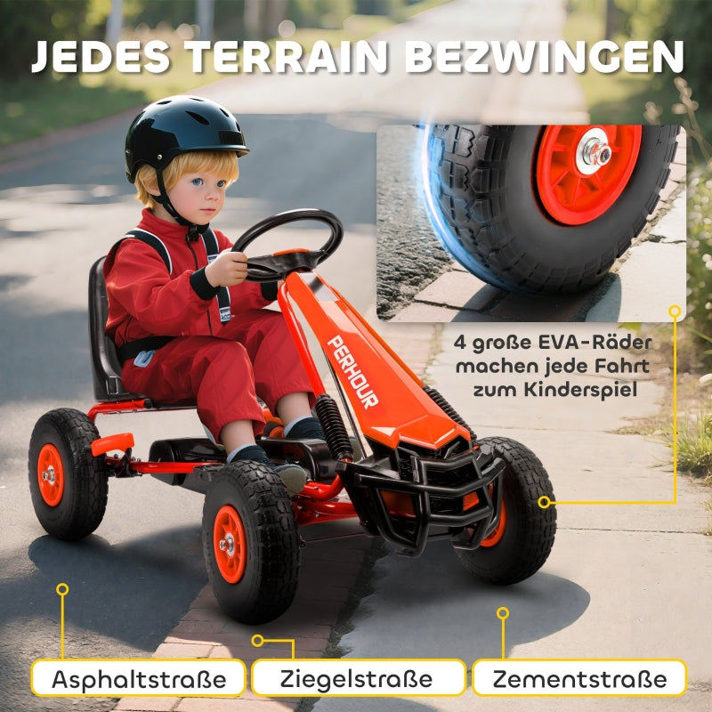Pedal Go-Kart for Children with Adjustable Seat and EVA Wheels, Red