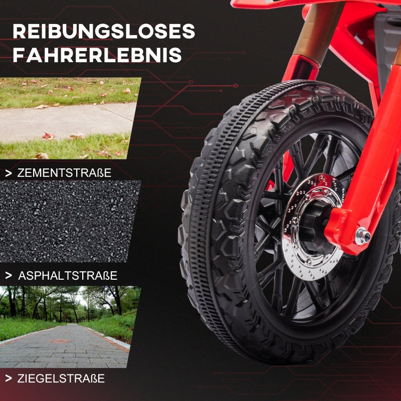 Electric Motorcycle for Children with 6V Battery and Training Wheels, Red