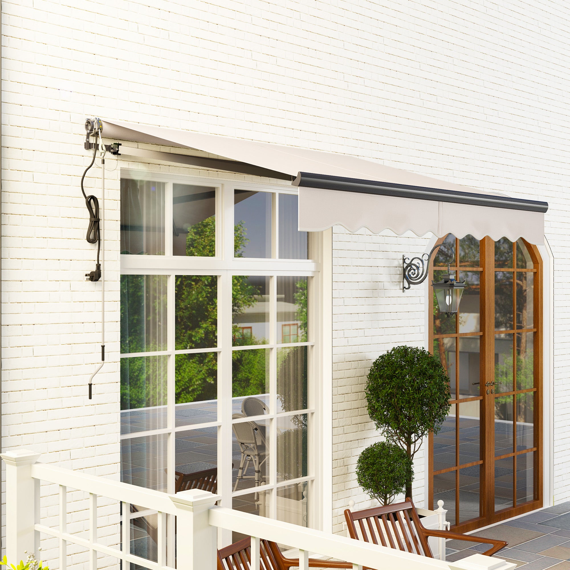 Electric Awning 2.5 x 2m, Remote Control Retractable UV30+ Sun Shade, Aluminium Beige