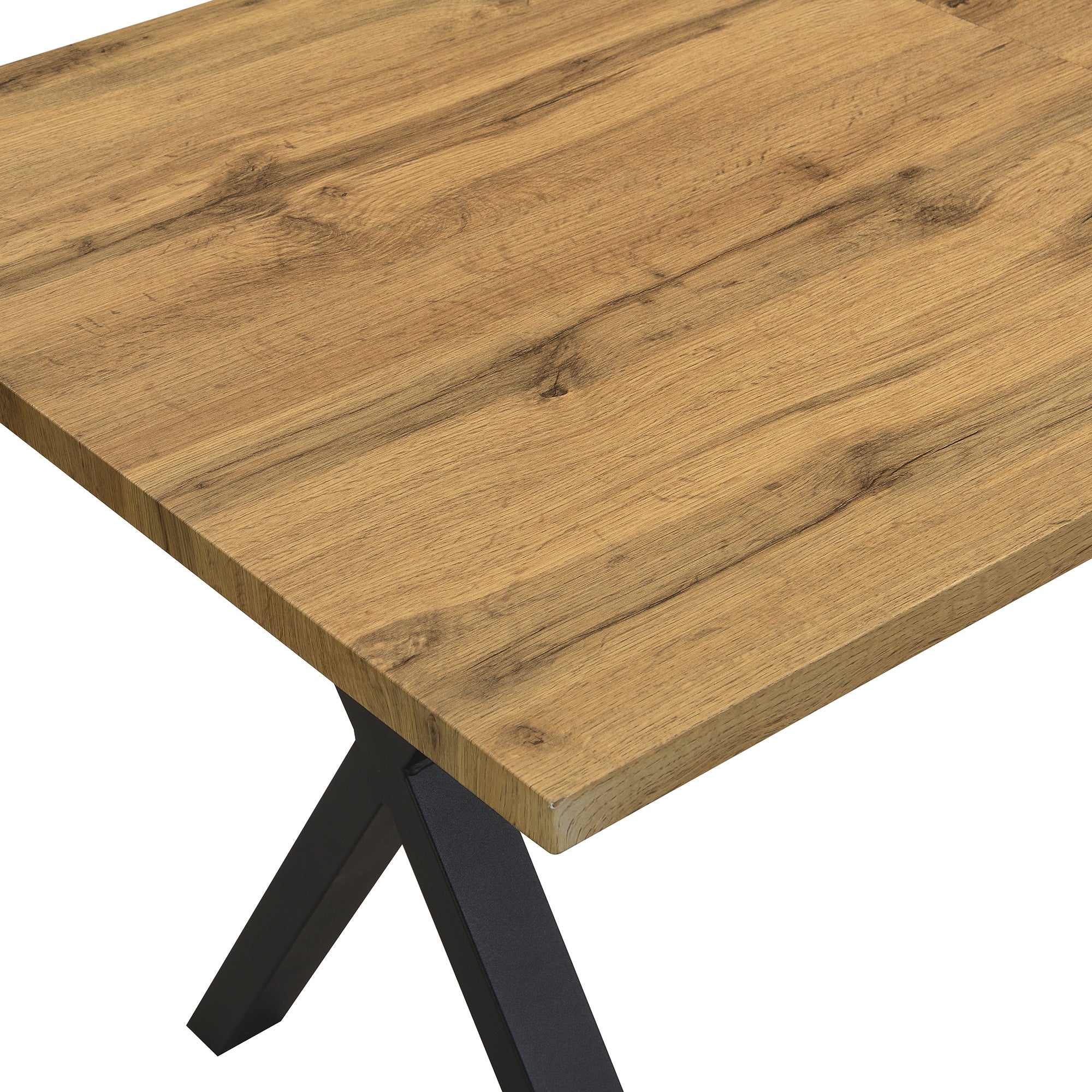 Dining Table Rectangular Crossed Legs 140x80x76cm - Oak/Black