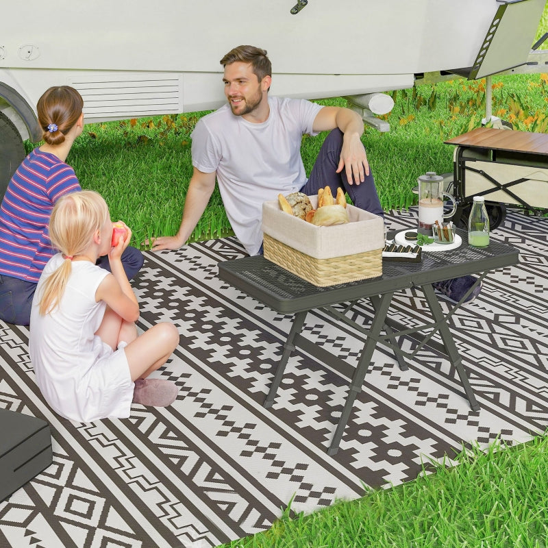 3 ft Folding Camping Table, Adjustable Height Portable Mesh Desktop, Black