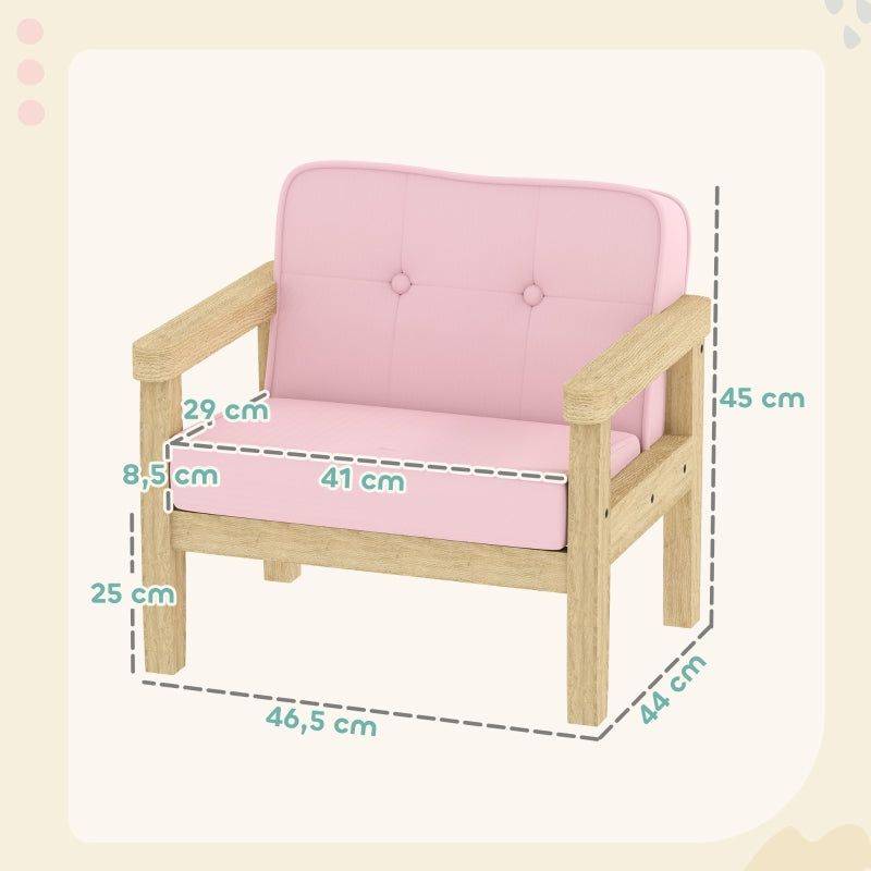 Children's Armchair Sofa Upholstered Wooden Frame for 3-8 Years Corduroy Pink