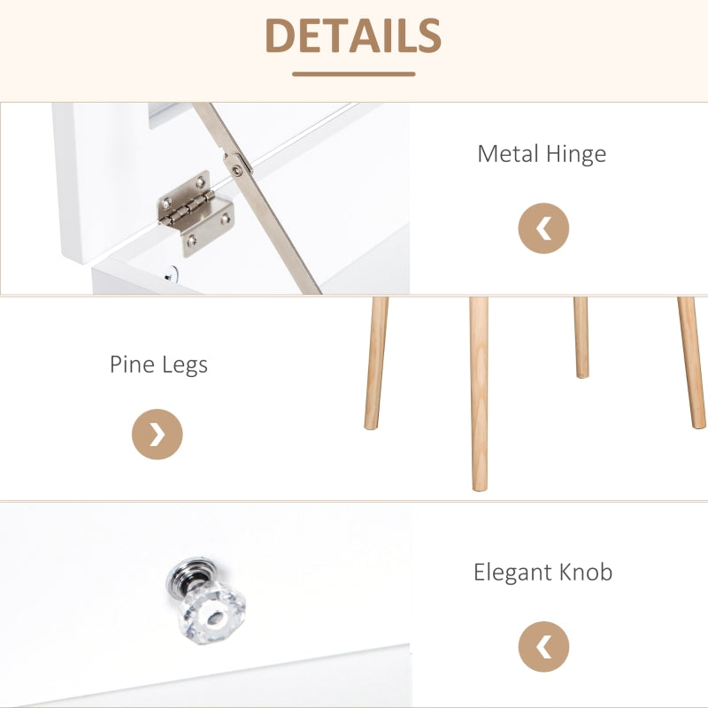 Dressing Table Flip-up Mirror Makeup Desk with 2 Drawers White