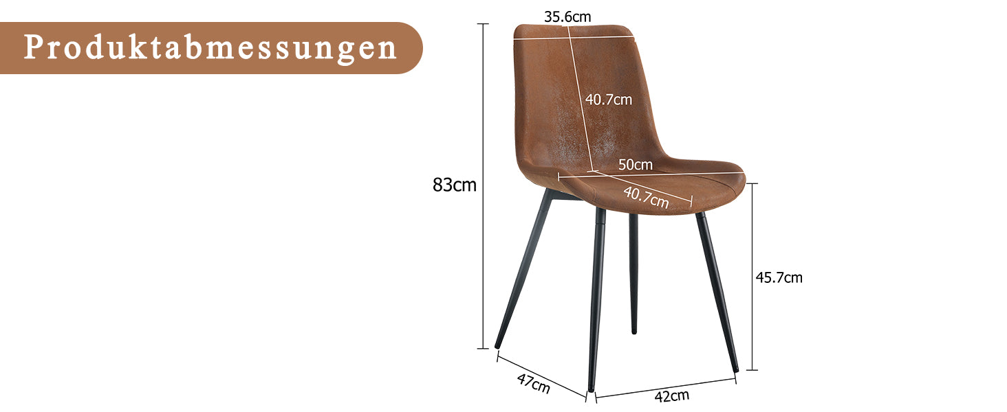 Dining Chairs, Set of 4 Modern Design with Non-Slip Metal Feet, Brown Tech-Fabric