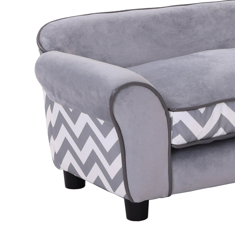 Dog Sofa Bed, Soft Cushion Washable Cover Removable Legs Wooden Frame - Grey