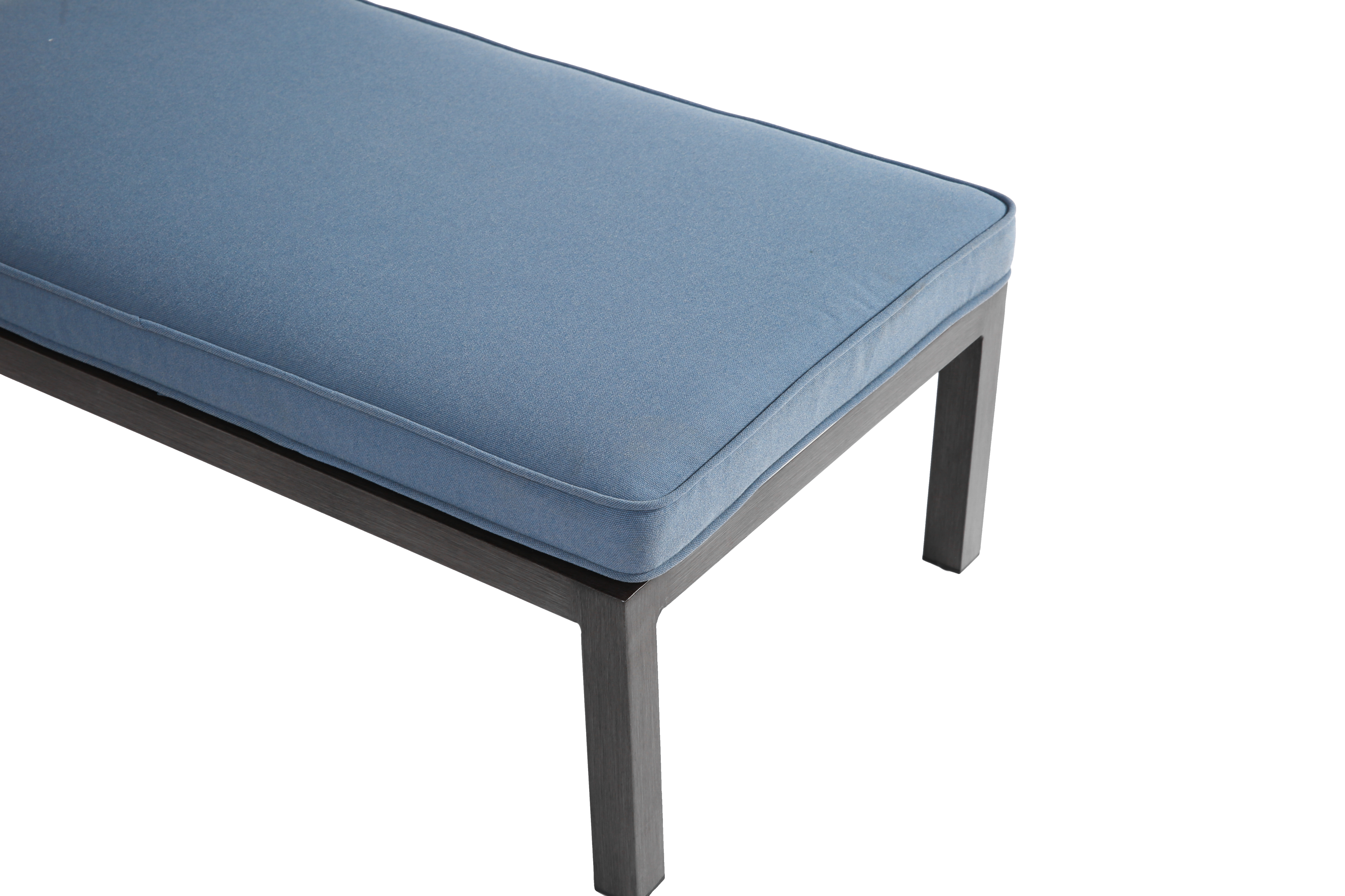 Lounge Patio Chair, Adjustable Reclining Rustproof Aluminum, Waterproof Blue Cushion