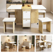 Dining Table Set Extendable Folding Multifunctional 4 Chairs White + Oak