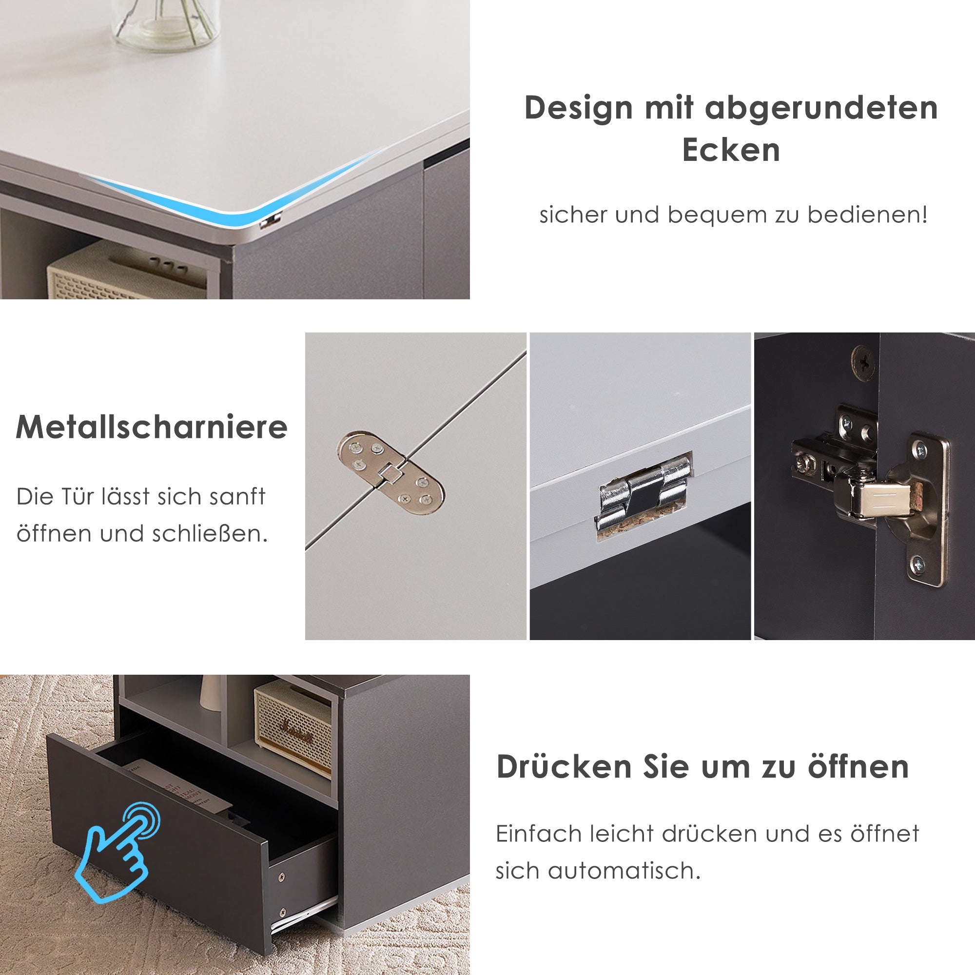 Liftable Multifunctional Coffee Table Opens to 2 Tables Large Capacity - Dark Grey/Light Grey