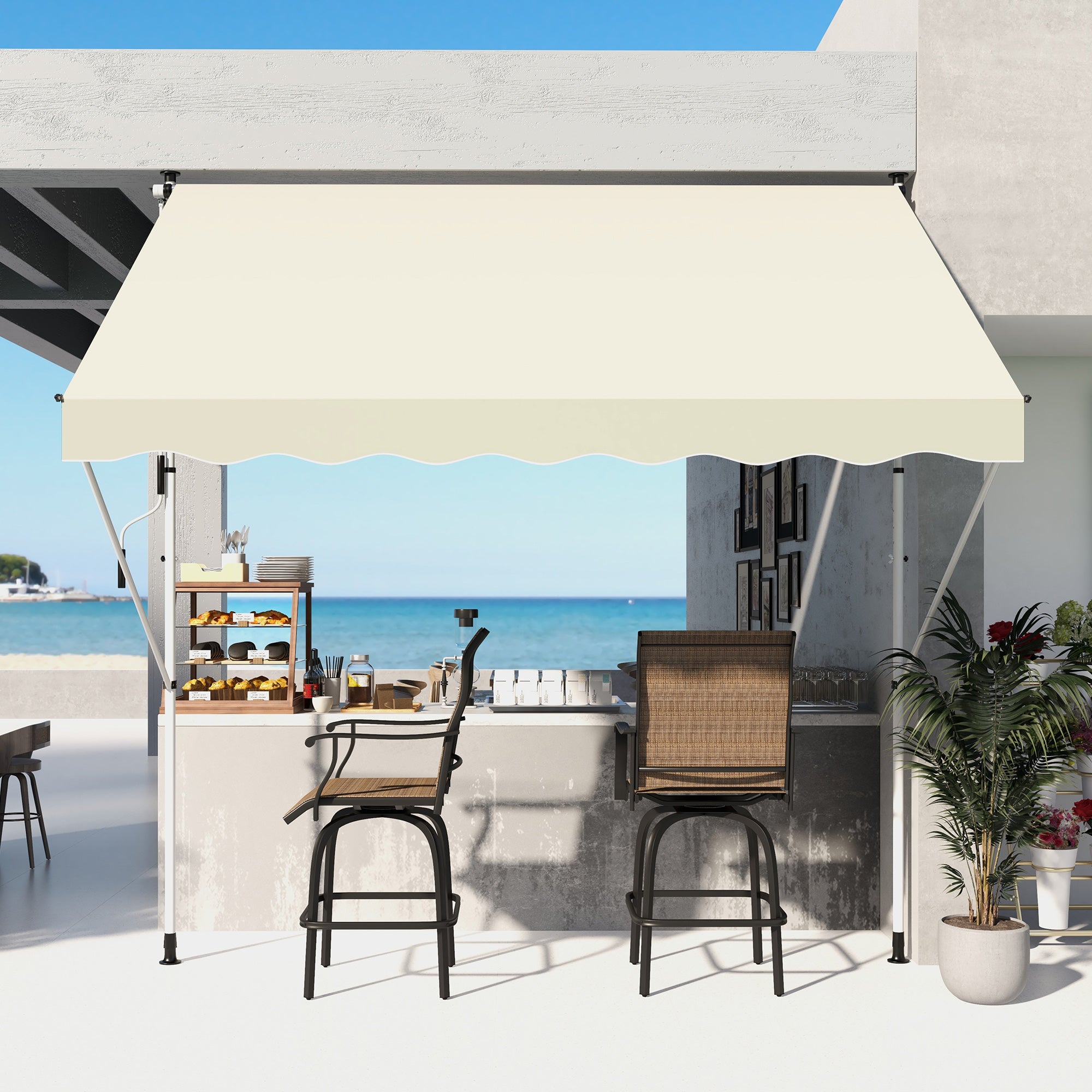 Adjustable Outdoor Awning, 3x1.5m Aluminium Frame, Beige