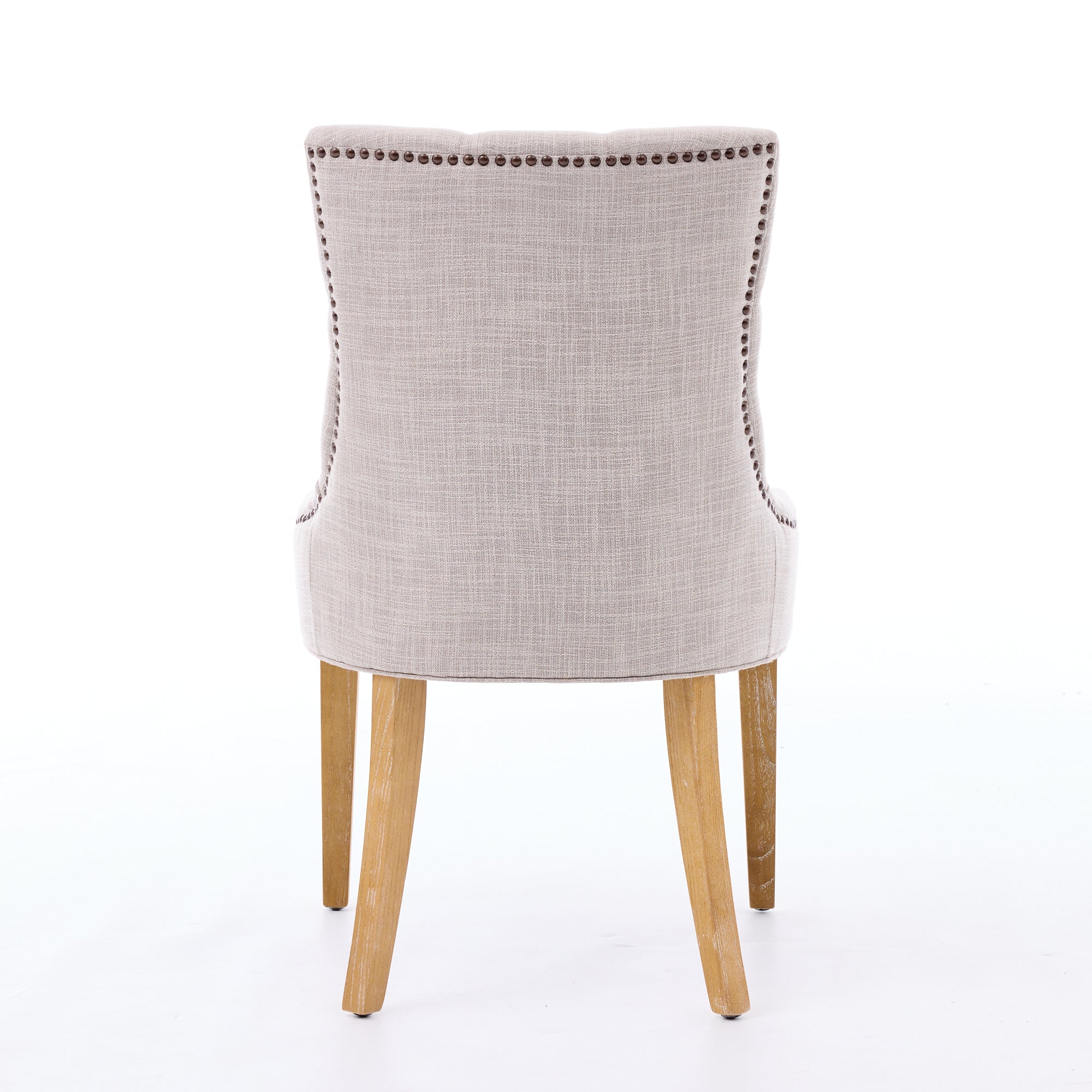 Dining Armchair, Assembleable Upholstered Chair with KD Legs & Studs, Fabric, Set of 2