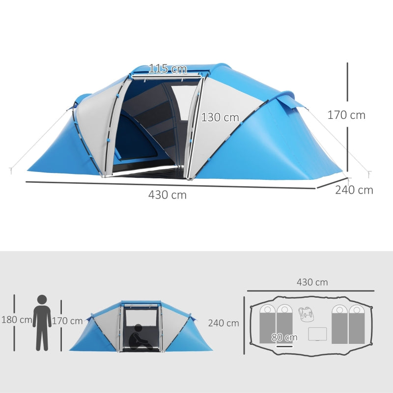 Camping Tent for 4-6 People, Lightweight, Stable, Waterproof, Blue