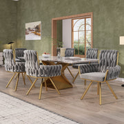 Set of 6 Velvet Dining Chairs with Metal Legs, Gray