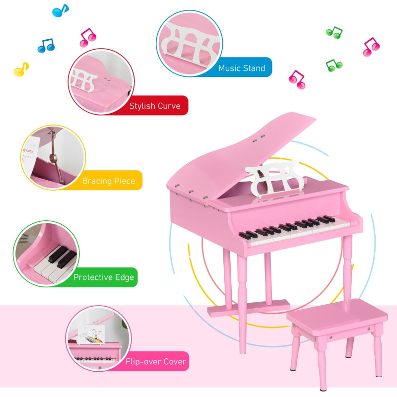 Kids Piano 30 Keys Mini with Music Stand and Bench Toy