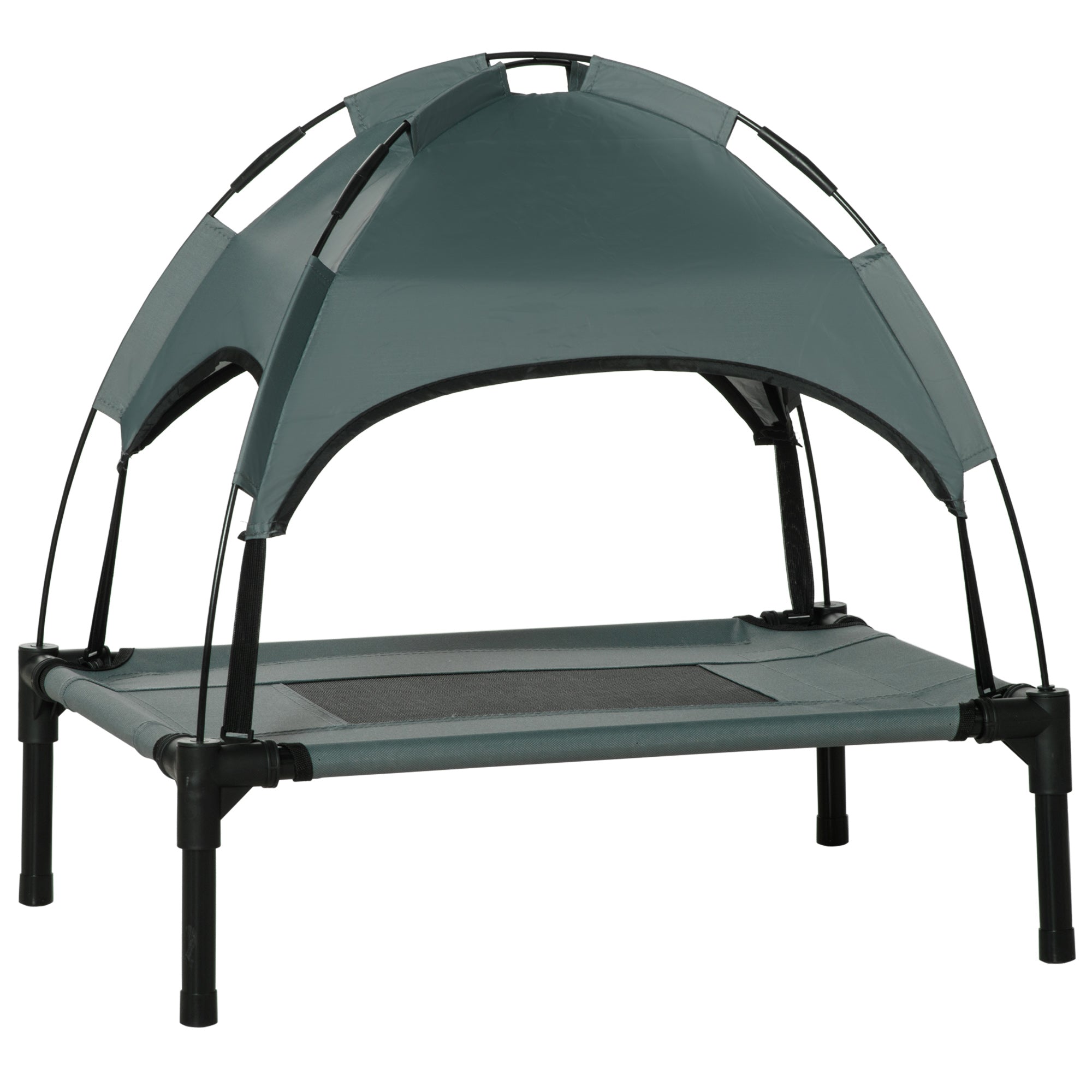 PawHut Outdoor Dog Bed with Roof, Elevated with Canopy, Breathable Taffeta Fabric, Grey