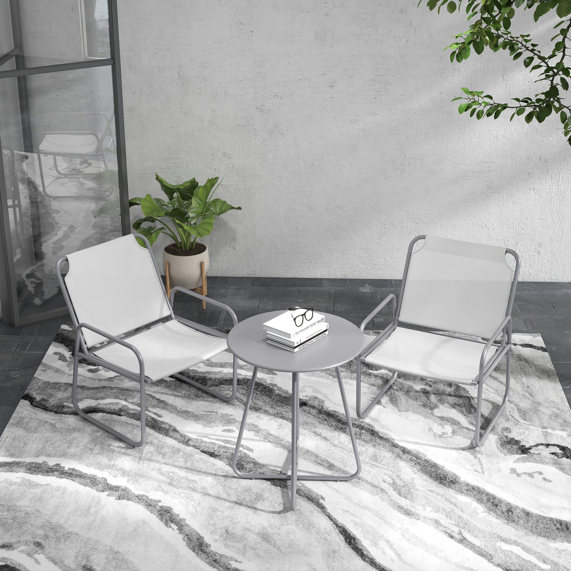 3-piece Bistro Set, Balcony Furniture, Mesh Light Grey