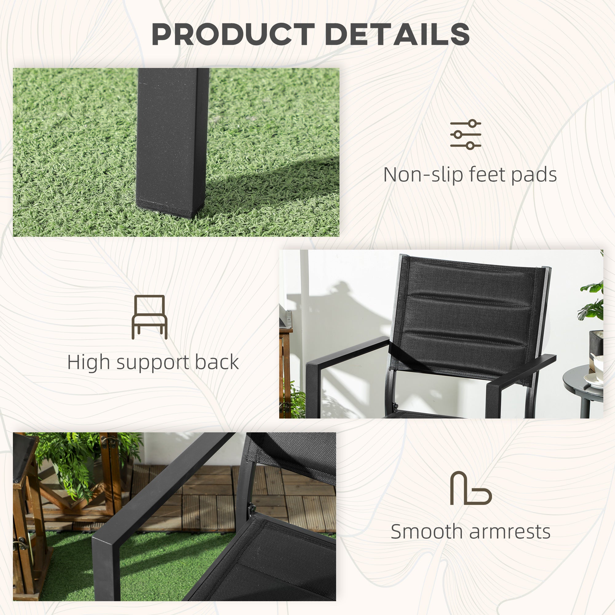 Set of Two Stacking Garden Chairs Aluminium Black