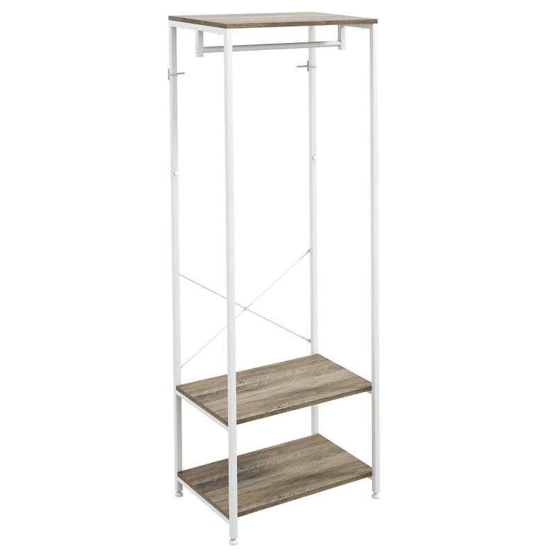 Hallway Coat Rack and Shoe Bench Tree, 2-in-1 Entryway Storage, Grey