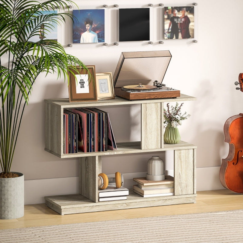 S-Shaped Side Table Natural Wood Finish