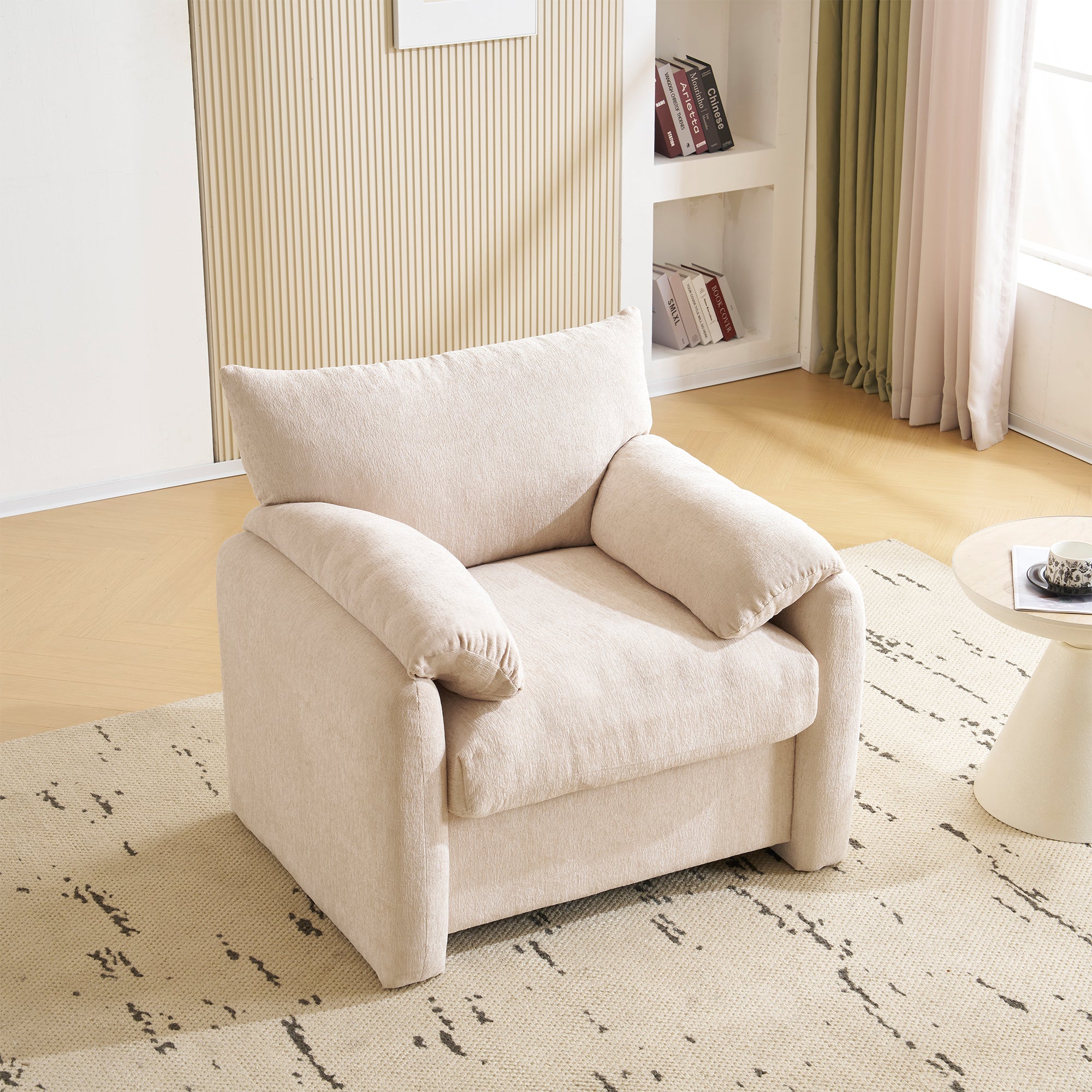 Modern design oversized armchair, decorative single sofa leisure chair, chenille fabric