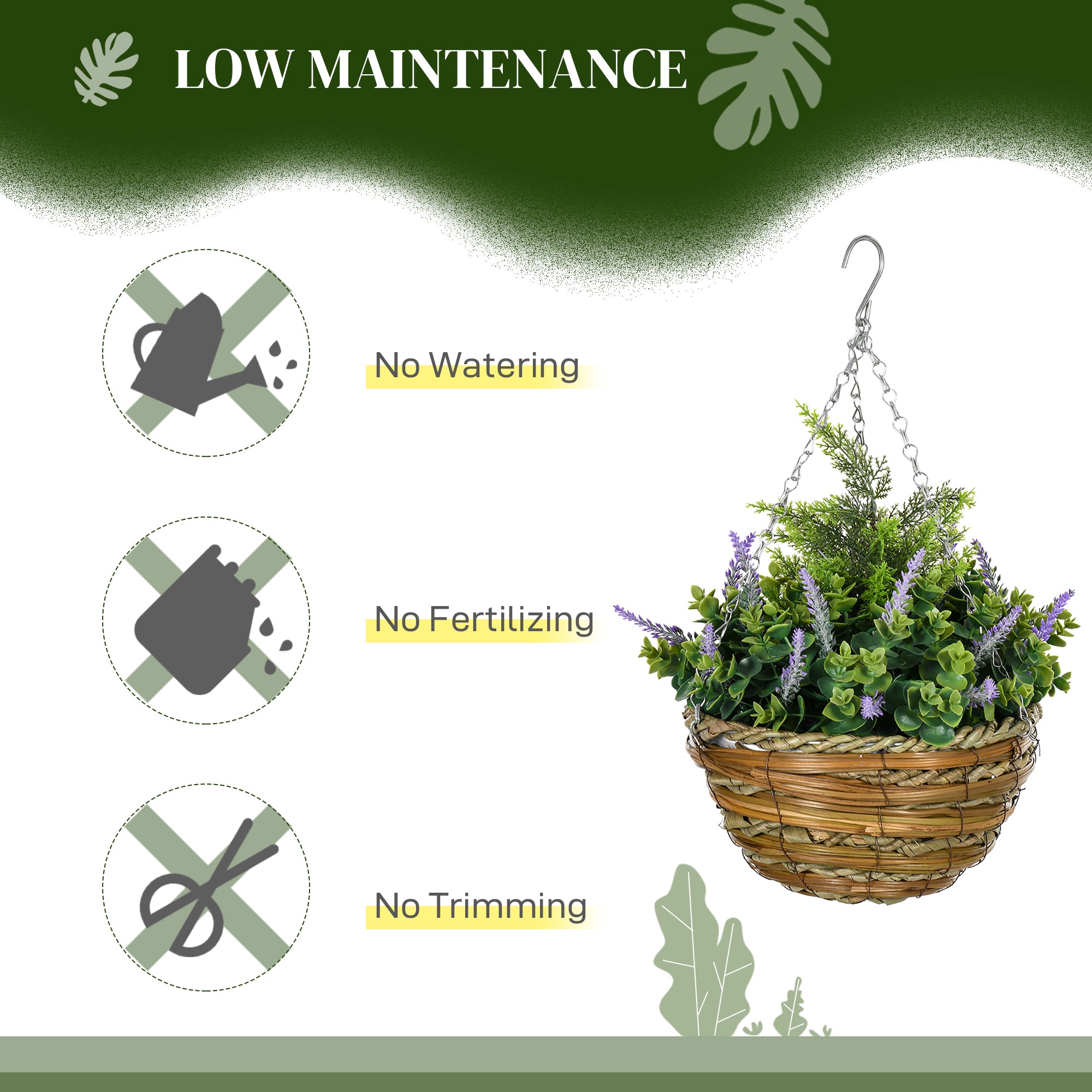 Artificial Hanging Lavender Pots, Set of Two Flower, Purple