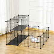Pet Playpen with Door, Customisable Fence for Small Animals - Black