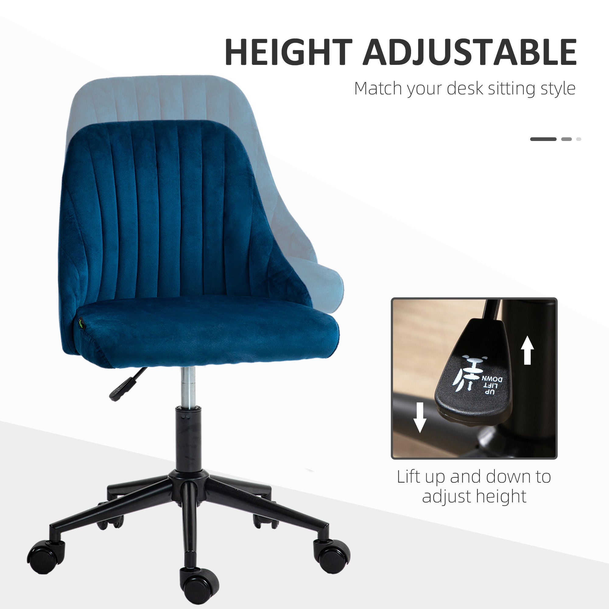 Office Chair Swivel Height Adjustable Ergonomic Desk Chair, Blue