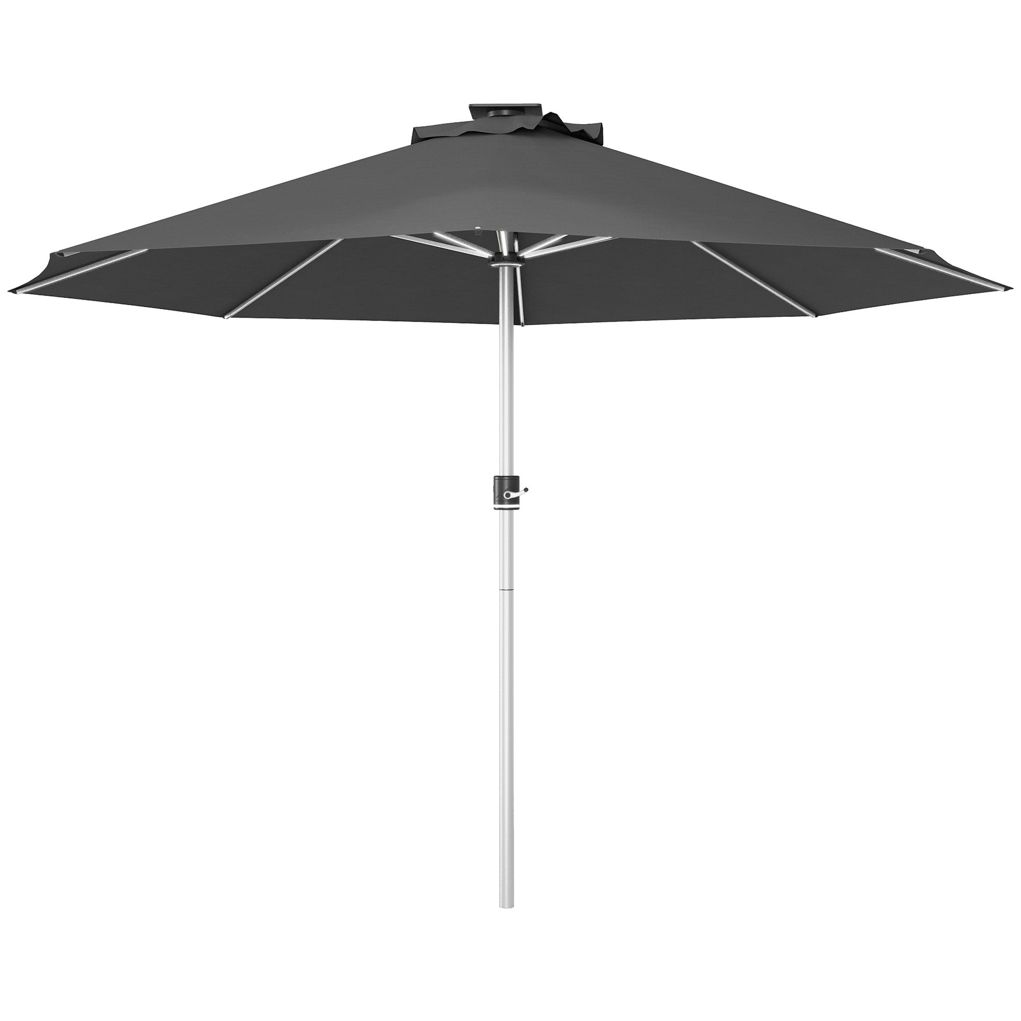 3m Parasol, Solar LED Lights, Grey