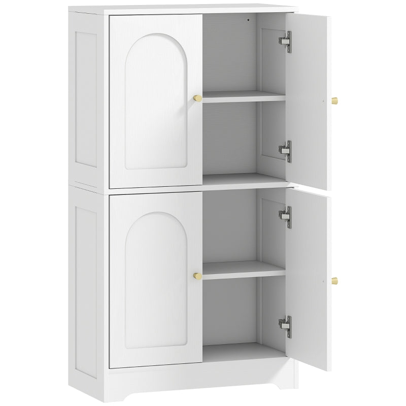 4-Door Kitchen Storage Cabinet with Adjustable Shelves - White