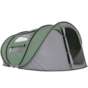 4-5 Person Pop-up Camping Tent, 2 Mesh & PVC Windows, Portable Bag, Dark Green