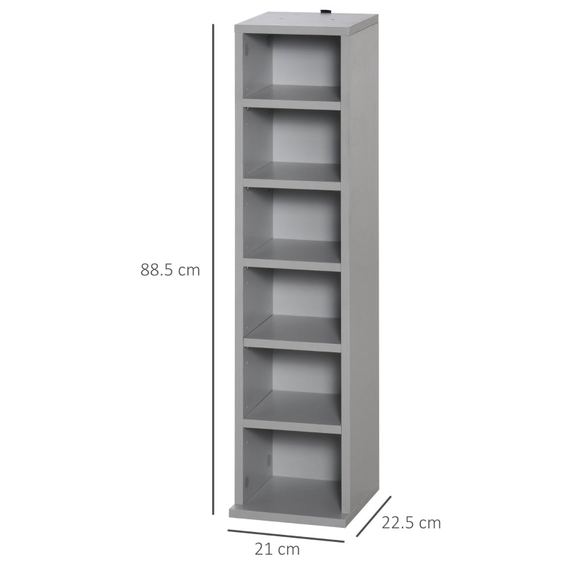204 CD Media Display Shelf Unit Set of 2 Adjustable Tower Rack, Grey